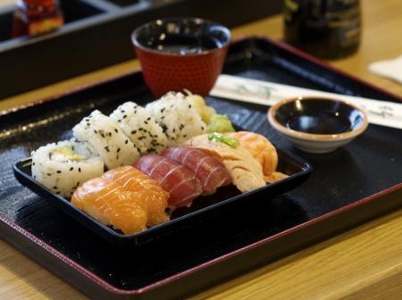 Sushi plate at Two Tigers.