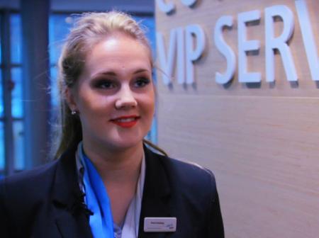 Meeting hostess of Congress T2 Helsinki Airport, Noora Keskitalo.