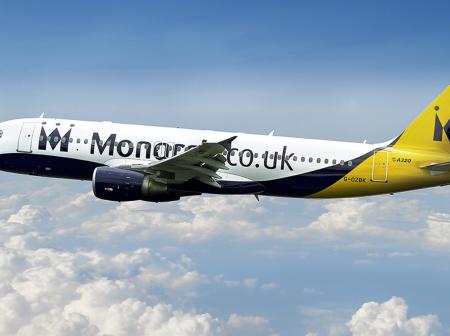 Monarch Airlines airplane on a flight.