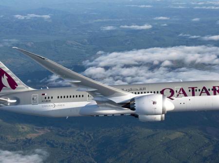 Qatar airways airplane on a flight.