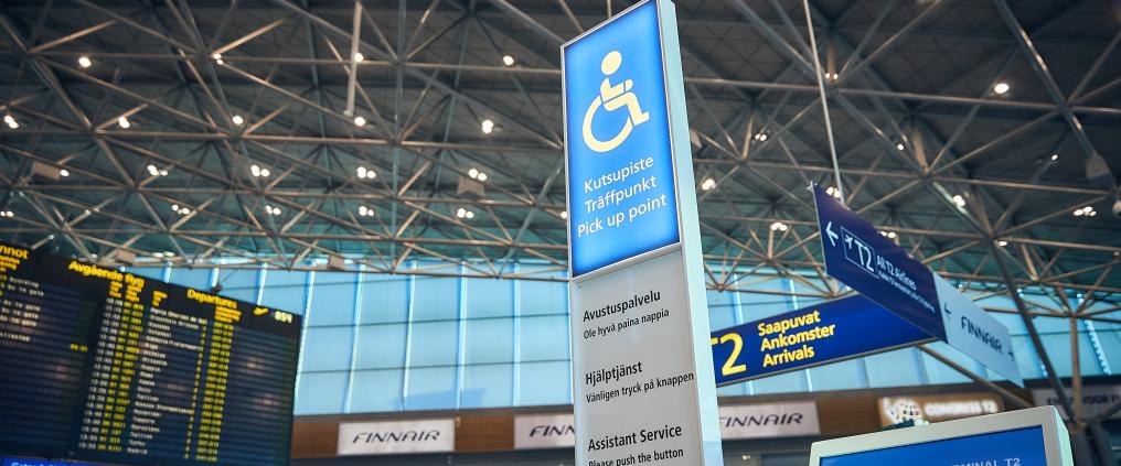 Asssistance call point at Helsinki Airport