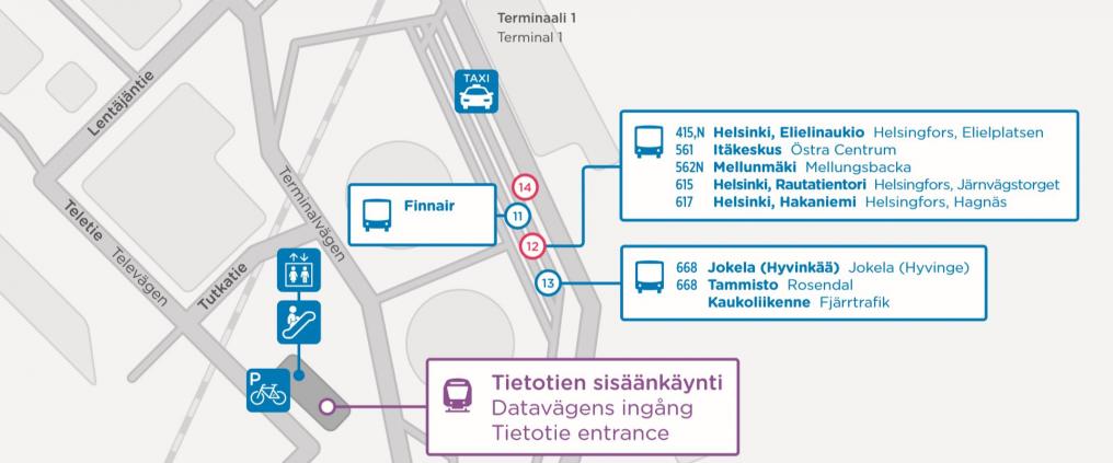 Bussipysäkkimuutoksia T1:n edustalla 21.5.2018