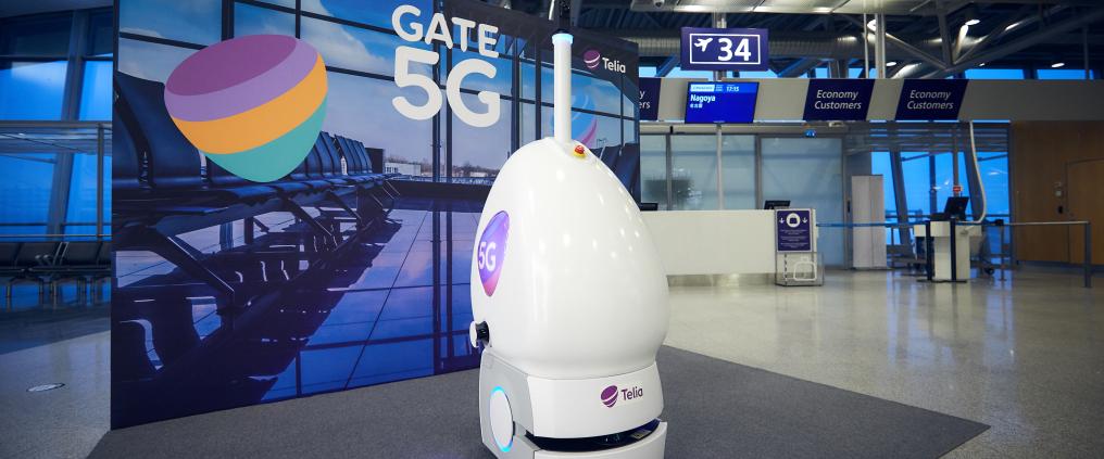 Finavia ja Telia tuovat 5G-robotin Helsinki-Vantaan lentoasemalle