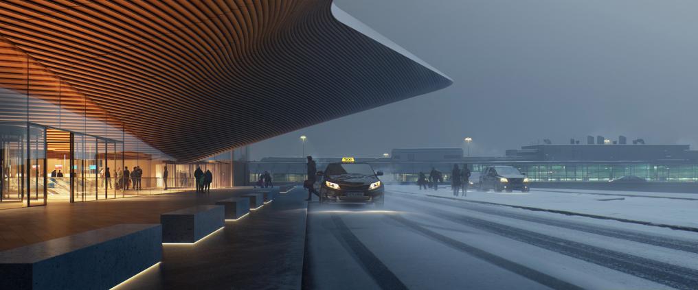Helsinki Airport architectural visualization.