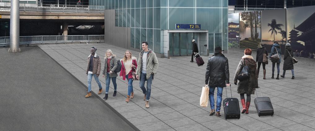 Visualization of  Helsinki Airport's temporary bus station.