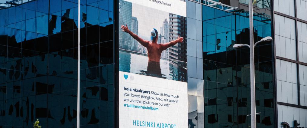 Helsinki-Vantaan ulkomainos Tallinnassa. 