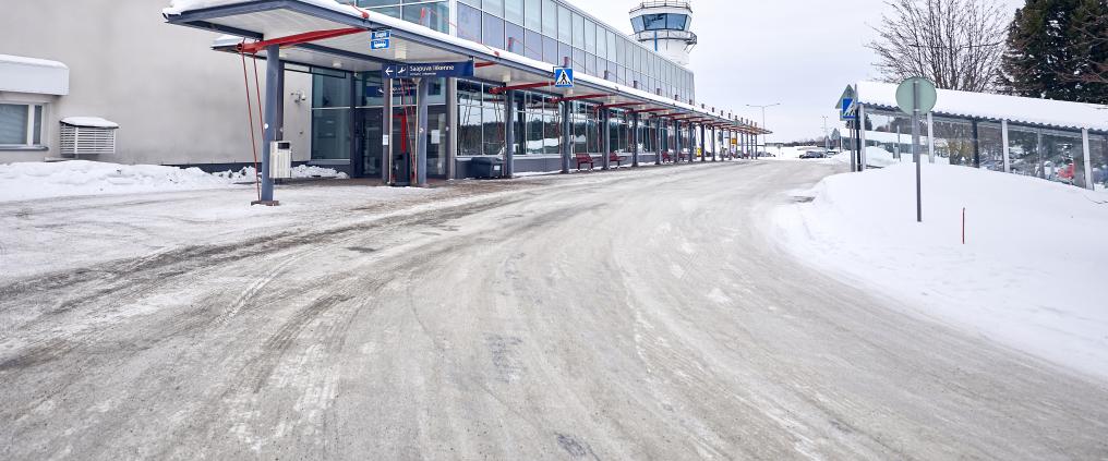 Kuopio Airport main entrance at winter.