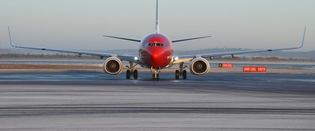 Norwegian's airplane on the runway