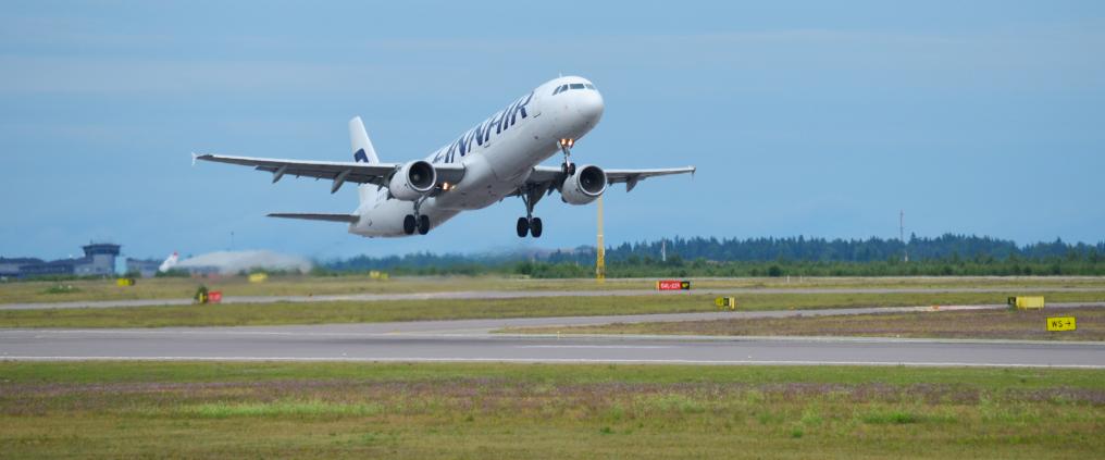 An airplane departures