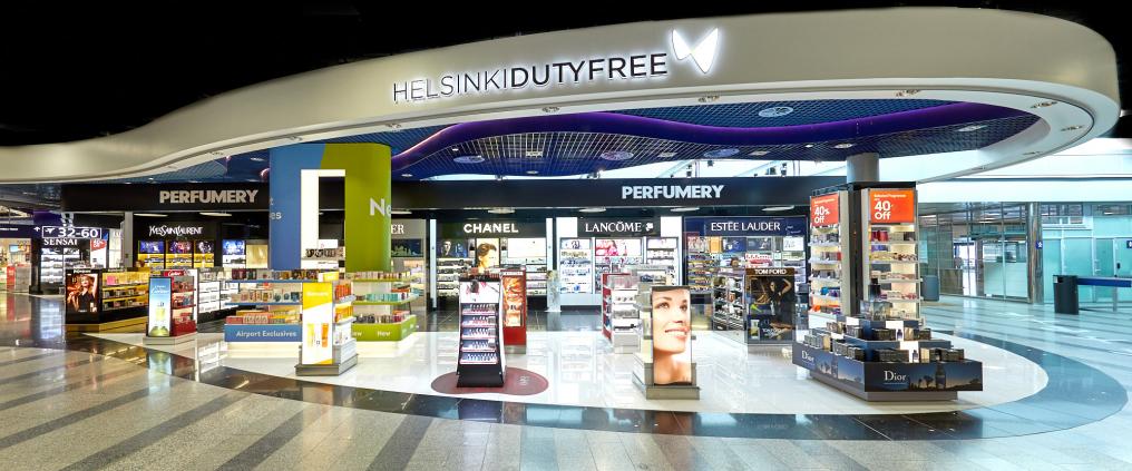 Helsinki Duty Freebn edusta Helsinki-Vantaan lentokentällä. 