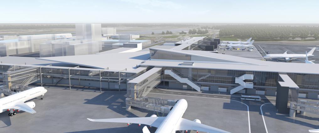 Kuvituskuva tulevasta asematasosta non-Schengen alueella.