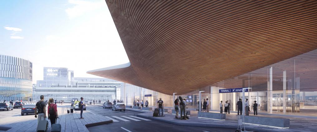 Helsinki-Vantaan lentoaseman uusi sisäänkäynti.