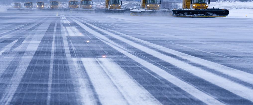 Icy runway at Helsinki Airport.