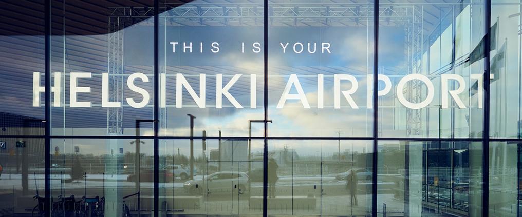 Myhelsinkiairport-campaing sign at Helsinki Airport.