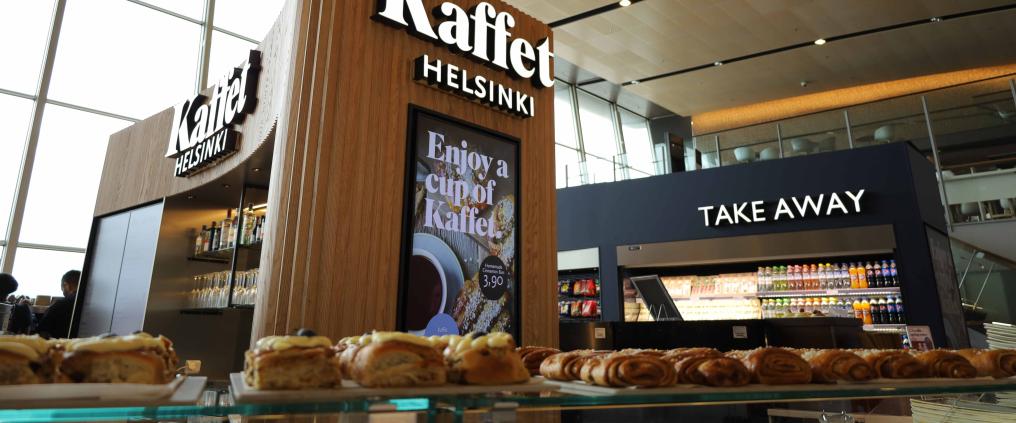 Kahvila Kaffet Helsinki-Vantaan lentoaseman terminaalissa