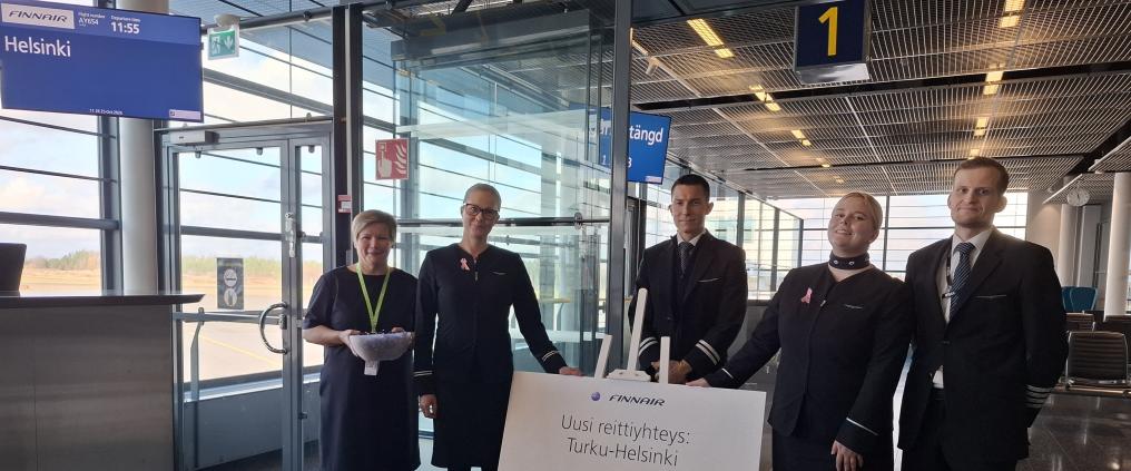 Finnairin ensilennon juhlallisuudet Turun lentoasemalla
