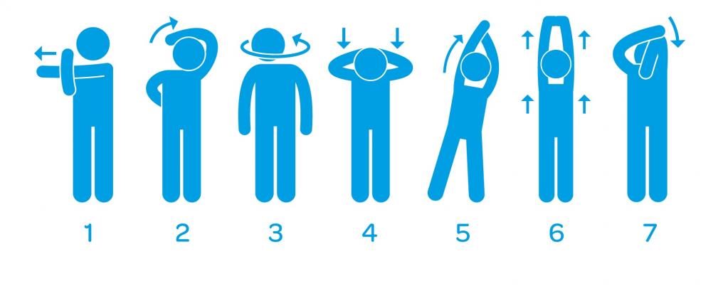 Illustrations of stretching guide.