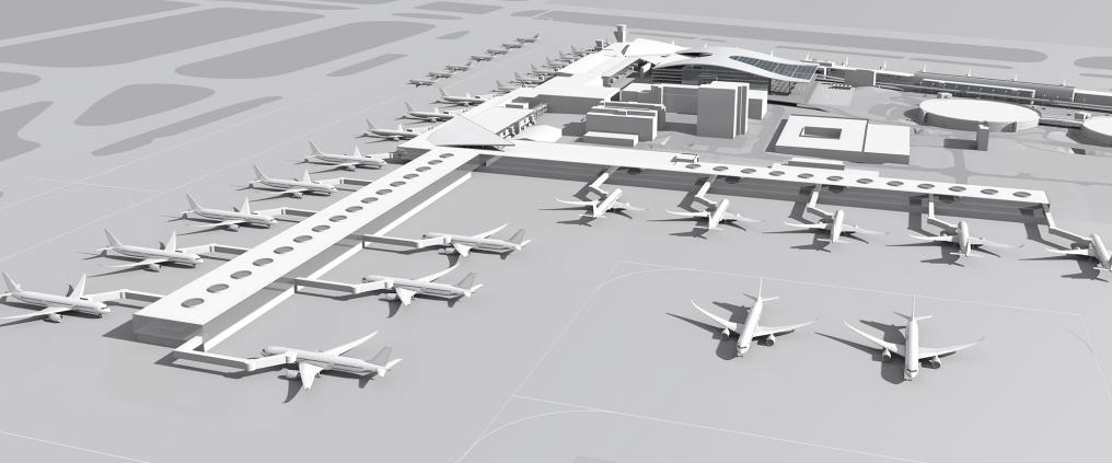  Visualisointi, siitä miltä Helsinki-Vantaan lentoasema näyttää vuonna 2020.