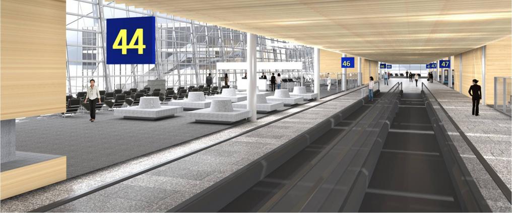 Visualisointi Helsinki-Vantaa lentoaseman nonSchengenin laajennuksesta.