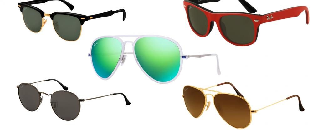 Different modelst of Rayban sunglasses.