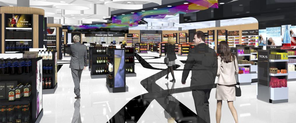 Havainnekuva Helsingin lentoaseman uudesta myymälästä.