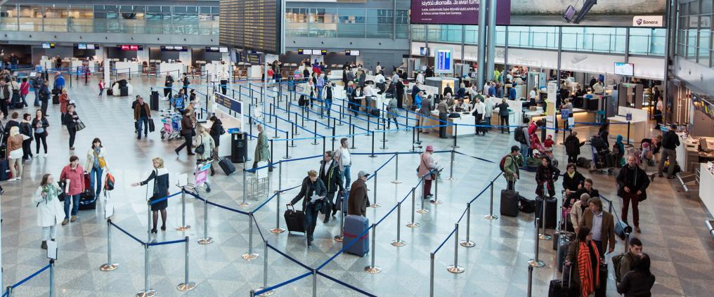 The main lobby of Helsinki-Vantaa Airport.