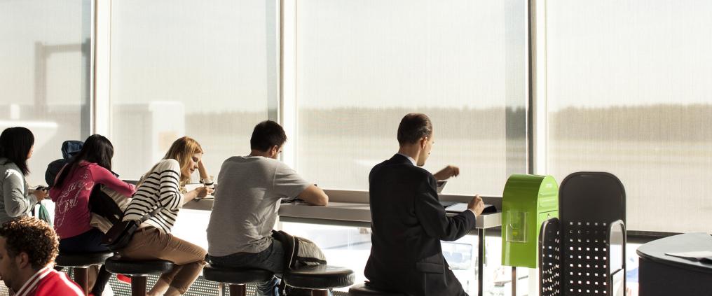 People awaiting for flight.