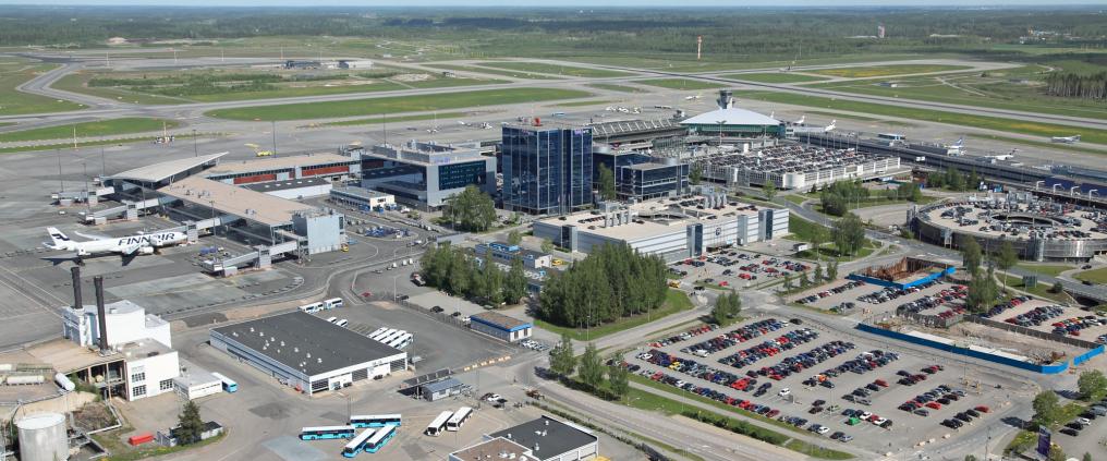 An aerial image of Helsinki Airport.