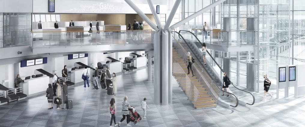 Check in area at Helsinki-Vantaa airport.