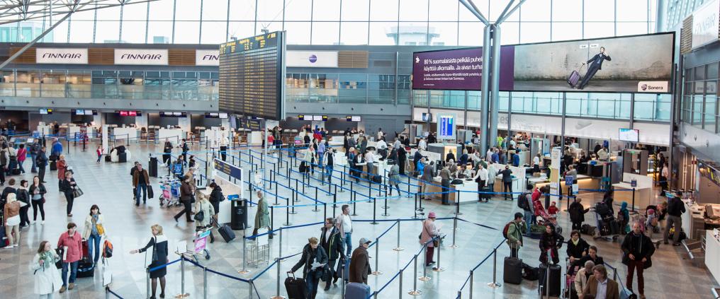 T2 departure hall at Helsinki Airport.