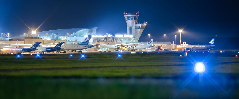 Airplanes at Helsinki-Vantaa airport.
