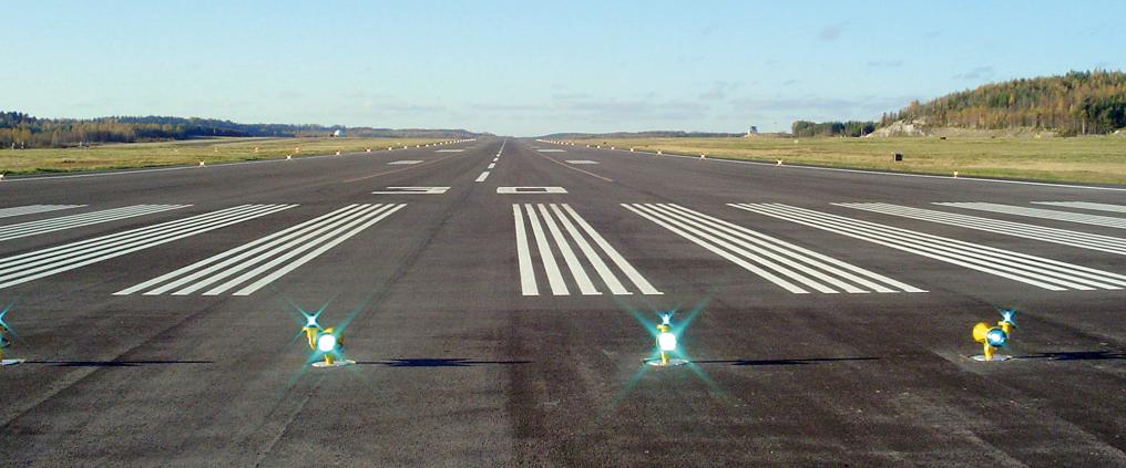 Close up of airport runway.