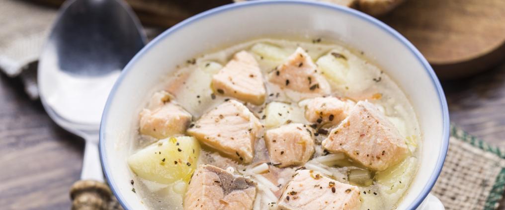 Tasty salmon soup.