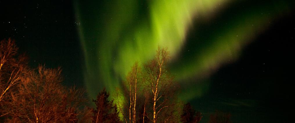 Northern lights on night sky.