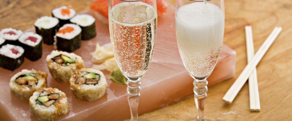 Sushi and champagne.