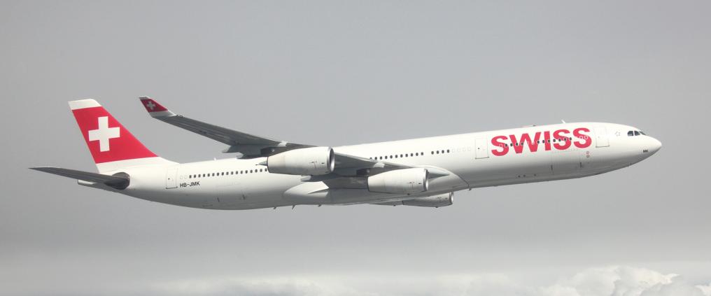 Swiss International Air Lines airplane on a flight.