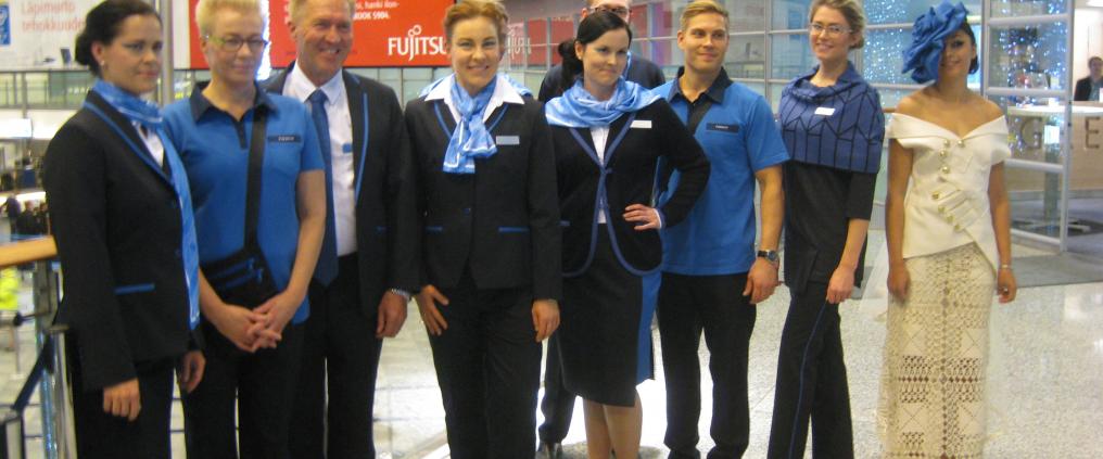 Finavia staff wearing their new uniforms.