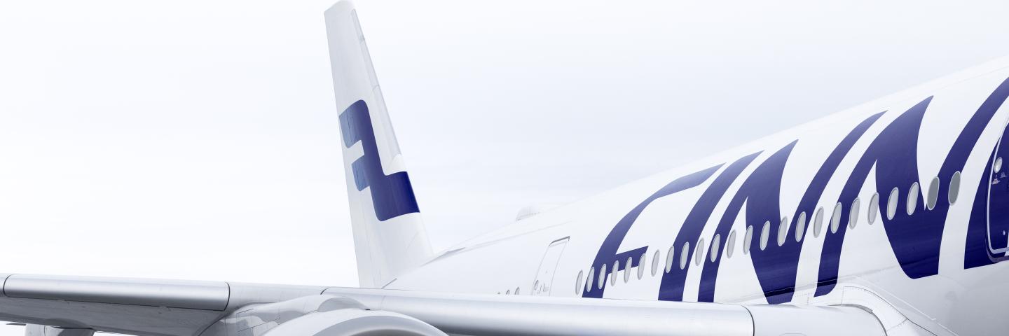 Lähikuva Finnairin A350-lentokoneesta