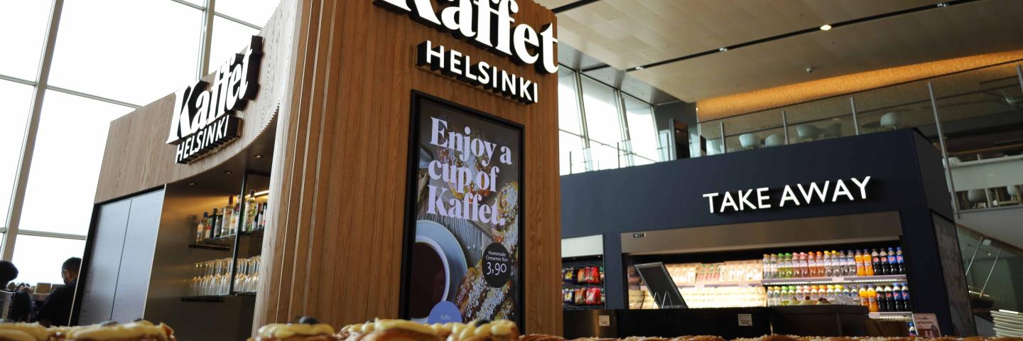 Kahvila Kaffet Helsinki-Vantaan lentoaseman terminaalissa
