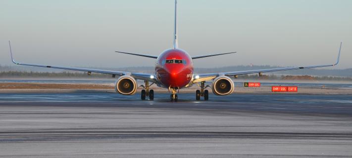 Norwegian's airplane on the runway