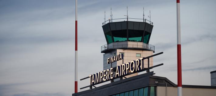A picture of the front of Tampere-Pirkkala Airport
