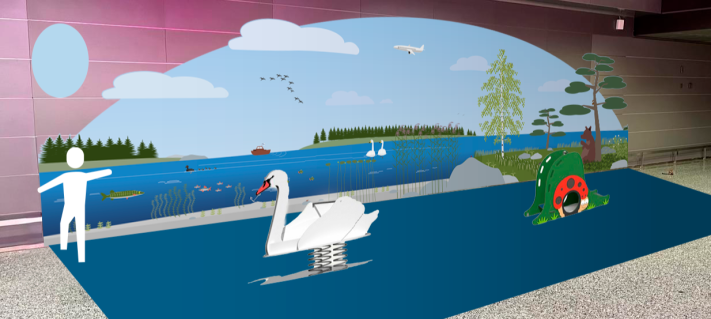 Leikkitila matkatavara-aulassa Helsinki-Vantaan lentoasemalla