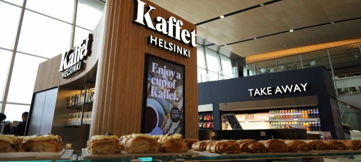 Kahvila Kaffet Helsinki-Vantaan lentoaseman terminaalissa